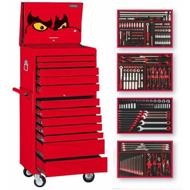 TENG TOOLS TCM272EVA Full Depth Tool Chest & Roller Cabinet Tool Kit With EVA Foam Insert Trays-272pce