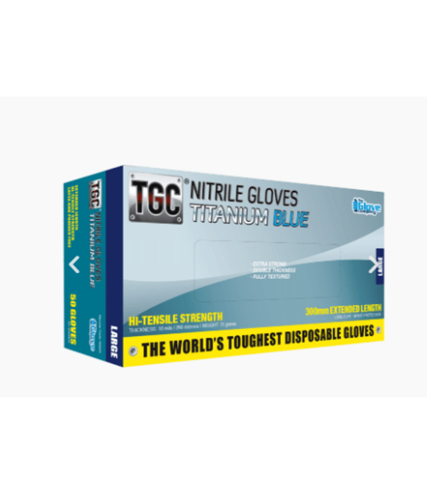 TGC Heavy Duty Blue Nitrile Disposable Gloves 50 SMALL