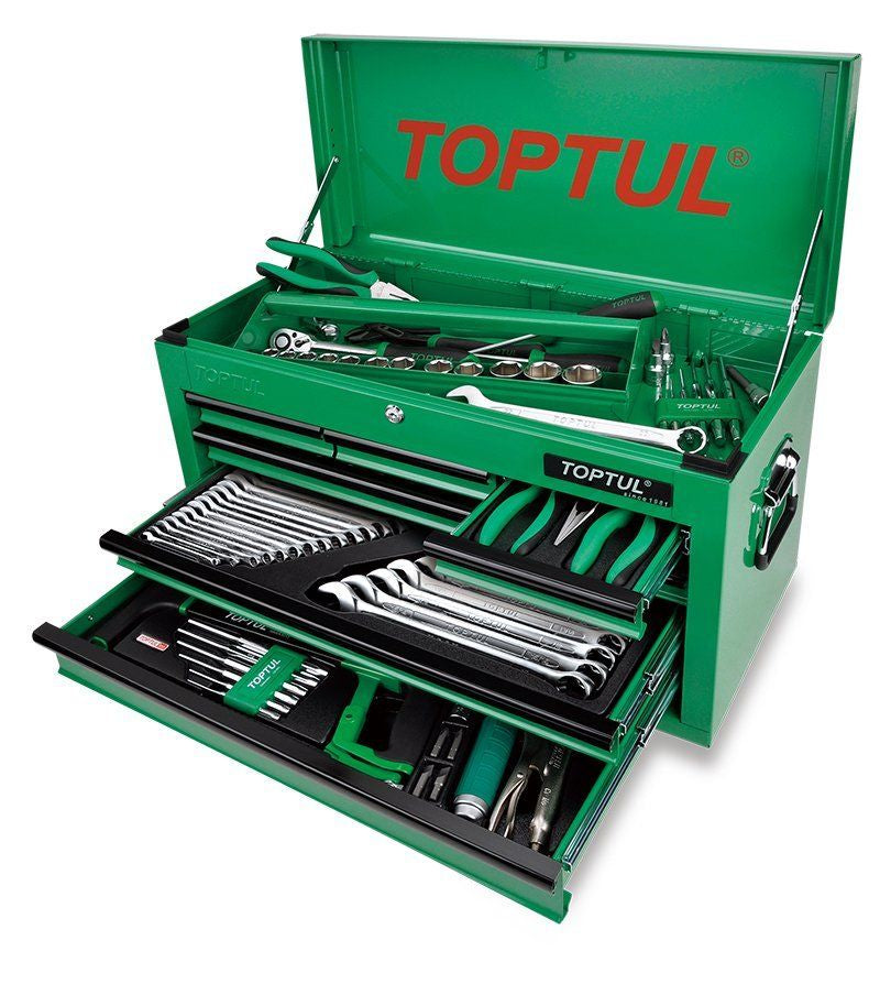 TOPTUL Tools 120Pce Mechanical Tool Set 6 Drawer Tool Chest -GCBZ120A