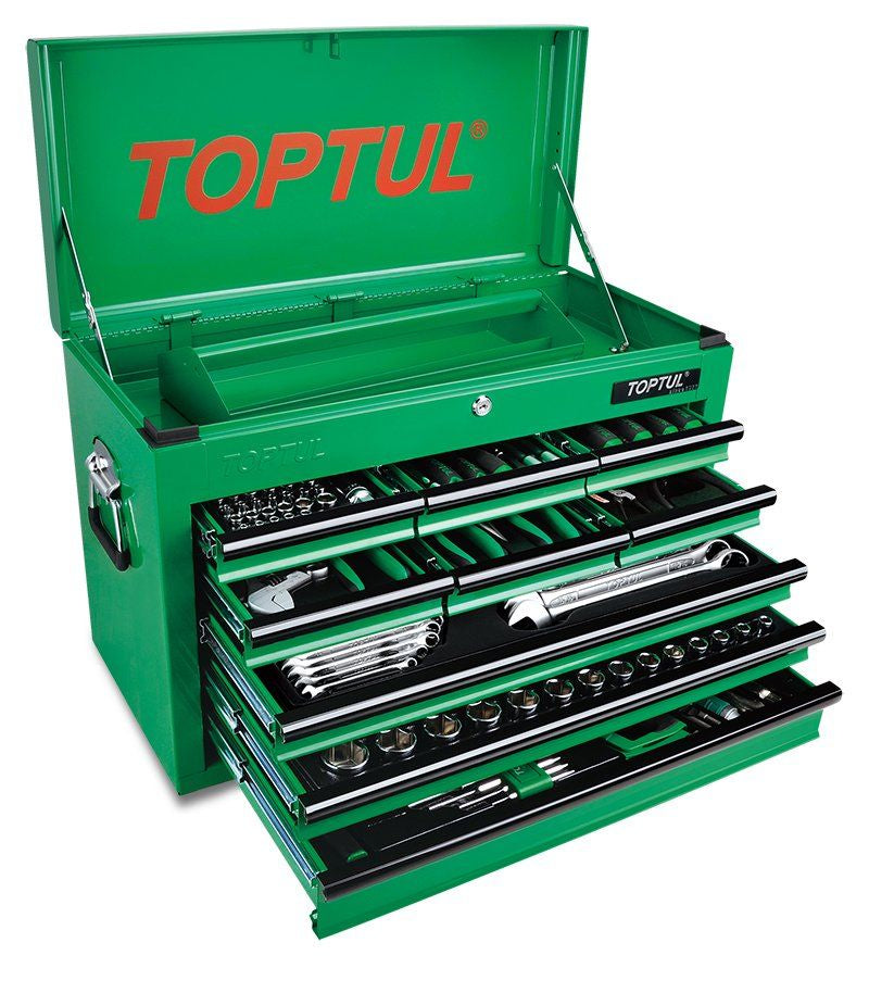 TOPTUL Tools 186Pce Mechanical Tool Set 9 Drawer Tool Chest -GCBZ186A