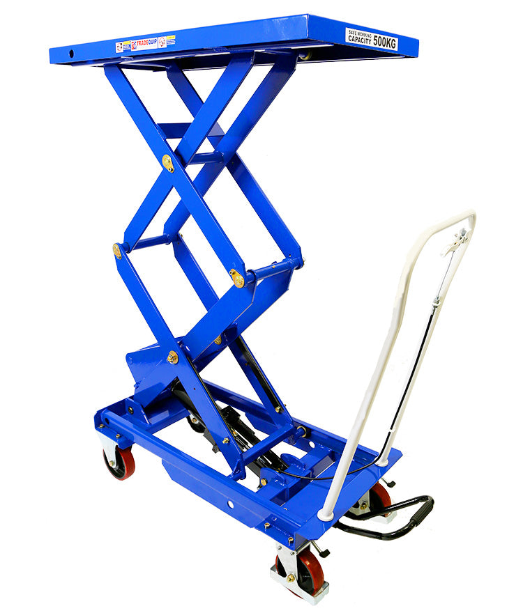 TradeQuip 6007T 500kg high lift scissor lift workshop trolley