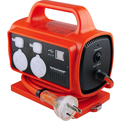 POWER DC Ultracharge Safety Power Block - 15Amp Portable power socket outlet with RCD and USB UR1155RU15A
