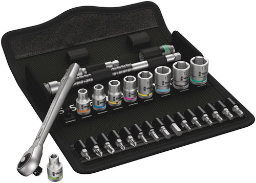 Wera 8100 Metal Ratchet Set With Push-Through Square 1/4" Drive Metric 28 Pce WER004017