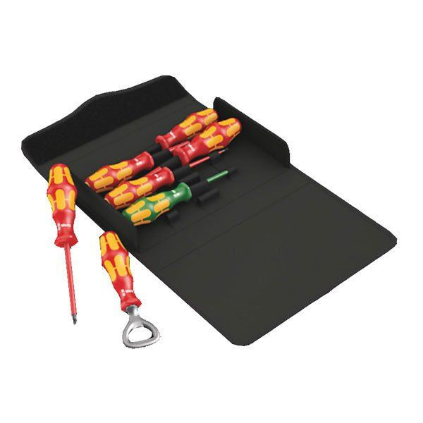 Wera 100iS/7 VDE Screwdriver Set Kraftform Plus, 7 Pce (Partly Reduced Blade Diameter) WER136018