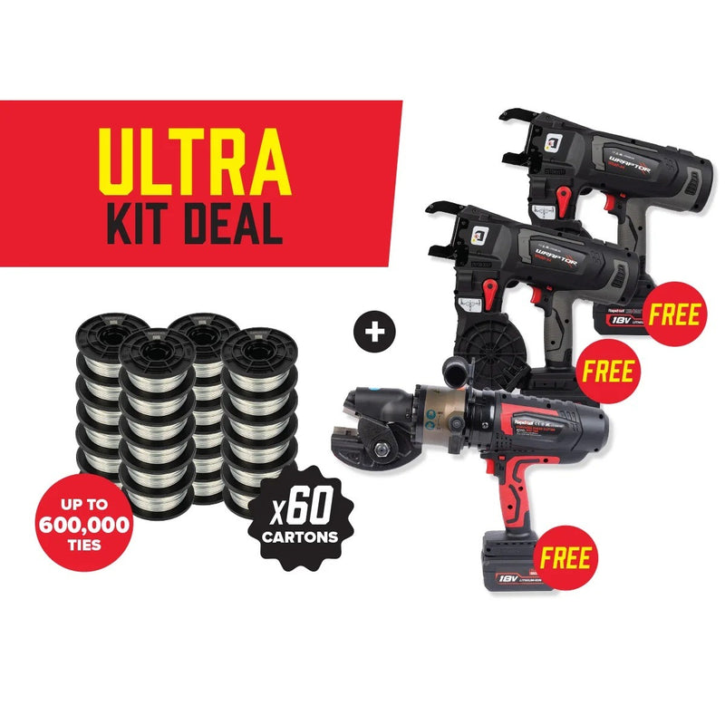 RAPID TOOLS WRAPTOR Ultra Kit - Free 2 x WRAP-44 + Free 1 x BSC-18X + 60 Cartons Wire - WGW-60B