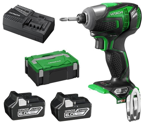 Hitachi WH18DDL(HX) 18V 6.0Ah Li-Ion Cordless Brushless Slide IP56 Impact Driver Combo Kit