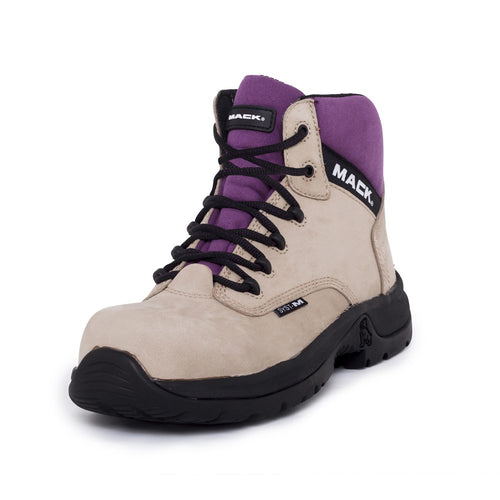 MACK AXEL LADIES SAFETY WORK BOOTS BEIGE/PURPLE MKAXEL-FNF