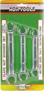 Z TECH 3PC FLARE NUT SPANNER SET KC19801