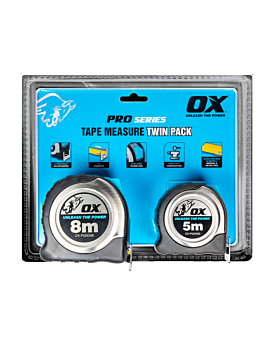 OX Tools Stainless Steel Tradie 8m & 5m Tape Measure Combo OX-P504858AU BDD