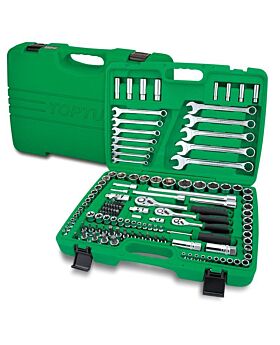 TOPTUL Tools 130Pce 1/4", 3/8" & 1/2"  Metric & Imperial Socket Wrench Set Tool Kit -TOPGCAI130B