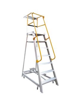GORILLA Order Picking Ladder 2100mm 200kg Rated Aluminium GOP07