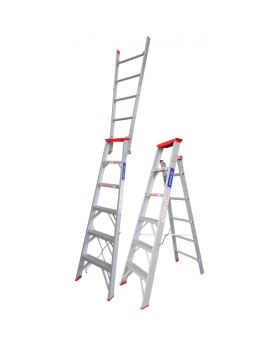 INDALEX Dual Purpose Aluminium Step Ladder-Tradesman Series- 1.8m-3.2m 135kg Rated