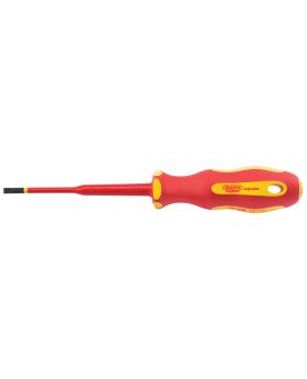 Draper Tools Ergo Plus&#174; Slimline Plain Slot VDE Screwdriver (4.0mm x 100mm) DRA02160