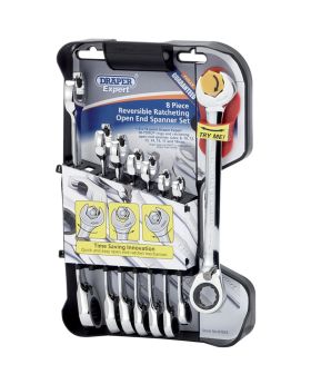 Draper Tools Metric Combination Spanner Set with Flexible Head and Double Ratcheting Features (8 Piece) DRA07033