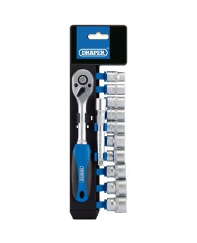 Draper Tools 3/8 Sq. Dr. Metric Socket and Ratchet Set (12 piece) DRA16371