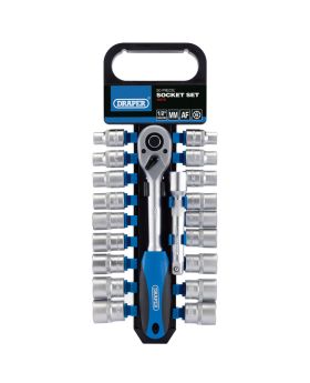 Draper Tools 1/2 Sq. Dr. Combined MM/AF Socket and Ratchet Set (20 piece) DRA16376