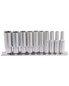 Draper Tools 1/4 Sq. Dr. Metric Deep Sockets on Metal Rail (10 piece) DRA16399