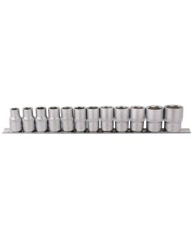 Draper Tools 1/2 Square Drive Socket Set on Metal Rail (12 Piece) DRA16402