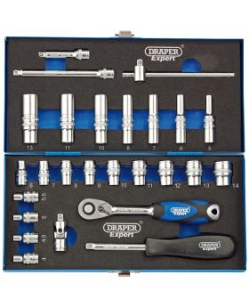 Draper Tools 1/4 Sq. Dr. Metric Socket Set in Metal Case (26 Piece) DRA16468