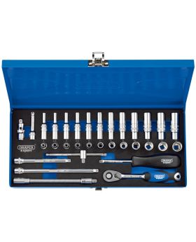 Draper Tools 1/4 Sq. Dr. Metric Socket Set in Metal Case (32 Piece) DRA16469