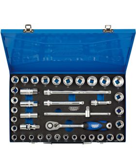 Draper Tools 1/2 Sq. Dr. Combined MM/AF Socket Set in Metal Case (40 Piece) DRA16474