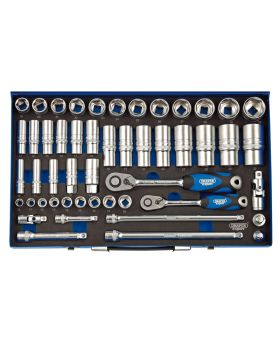 Draper Tools 3/8 and 1/2 Sq. Dr. Metric Socket Set in Metal Case (50 Piece) DRA16475