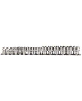 Draper Tools 3/8 Sq. Dr. Metric Socket Set on Metal Rail (15 Piece) DRA16492