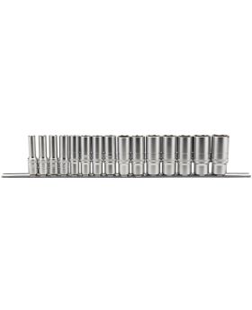 Draper Tools 3/8 Sq. Dr. Metric Deep Socket Set on Metal Rail (15 Piece) DRA16494