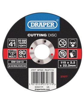 Draper Tools Multi Purpose Cutting Disc (115 x 1.6 x 22.2mm) DRA27077