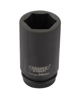 Draper Tools Expert 34mm 3/4 Square Drive Hi-Torq&#174; 6 Point Deep Impact Socket DRA27142