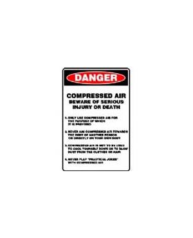 COMPRESSED AIR BEWARE OF SERIOUS INJURY OR DEATH SIGN 169DSAV