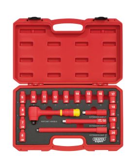 Draper Tools 3/8 Square. Drive. VDE Socket Set (19 Piece) DRA31057