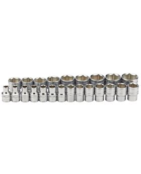 Draper Tools 1/2 Sq. Dr. Metric Loose Micro Satin Chrome Sockets (23 piece) DRA34566