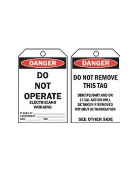 DO NOT OPERATE ELECTRICIANS WORKING TAG TAGD3C
