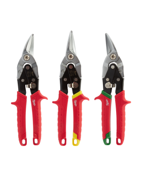 Milwaukee 3PCE Cutting Aviation Snips- Left,Right, Centre Cut -BFD
