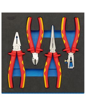 Draper Tools VDE Approved Fully Insulated Plier Set in 1/2 Drawer EVA Insert Tray (4 Piece) DRA63216