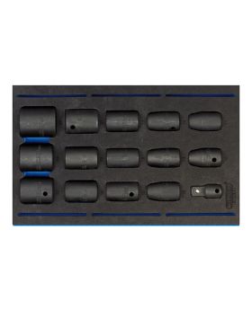 Draper Tools 1/2 Sq. Dr. Impact Socket Set in 1/4 Drawer EVA Insert Tray (15 Piece) DRA63415