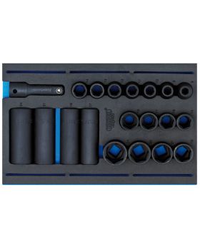 Draper Tools 1/2 Sq. Dr. Impact Socket Set in 1/4 Drawer EVA Insert Tray (20 Piece) DRA63487