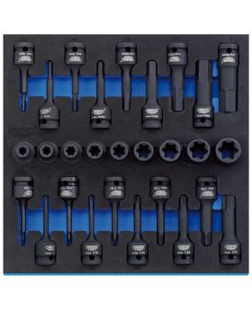 Draper Tools 1/2 Sq. Dr. Impact TX-STAR&#174; and Hex Socket Set in 1/2 Drawer EVA Insert Tray (28 Piece) DRA63490