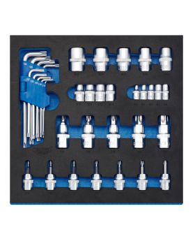 Draper Tools Screwdriver Insert Bits and Draper TX-STAR&#174; Keys in 1/2 Drawer EVA Insert Tray (35 Piece) DRA63512