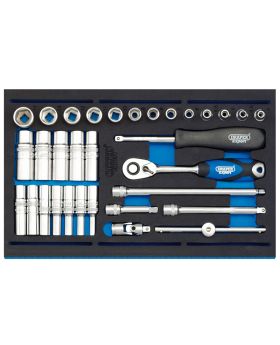 Draper Tools 1/4 Socket Set in 1/4 Drawer EVA Insert Tray (32 Piece) DRA63532