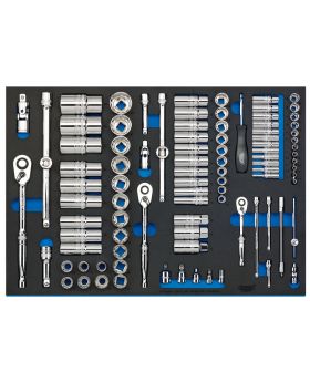 Draper Tools 1/4, 3/8, and 1/2 Socket Set in Full Plus Drawer EVA Insert Tray (96 Piece) DRA63539