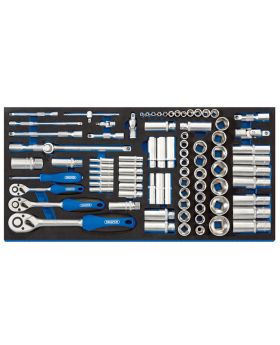 Draper Tools 1/4, 3/8, and 1/2 Socket Set in Full Drawer EVA Insert Tray (84 Piece) DRA63540