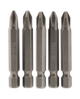 Draper Tools No.2 1/4 Hex. Cross Slot Insert Bit 50mm Long x 5 DRA64288