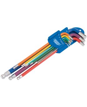 Draper Tools Metric Coloured Extra Long Hexagon and Ball End Key Set (9 Piece) DRA66134