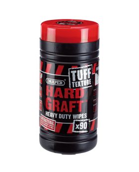 Draper Tools Tuff Texture, Hard Graft Heavy Duty Wipes (Tub of 90) DRA84712