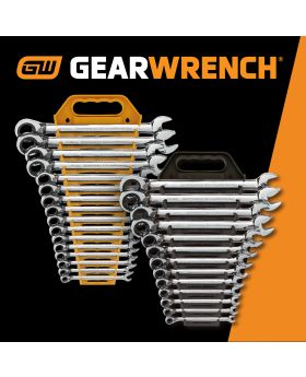 GEARWRENCH 16 PC. REVERSIBLE RATCHETING COMBINATION METRIC WRENCH SET + BONUS SAE SET