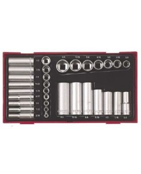 Teng Tools TTAF32 32 PCE 1/4" & 3/8" DR AF STD & Deep Socket Set