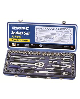 Kincrome k2148 Socket Set 75 Piece 1/4" & 1/2" Square Drive (Mirror Polish)