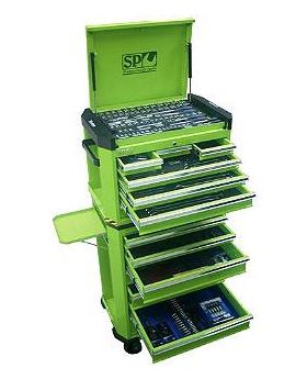 SP Tools sp50541 408pc MM/SAE Tool Kit in Acid Green Tool Storage